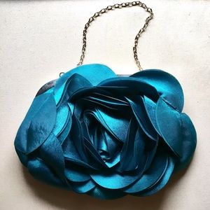 Teal rose handbag